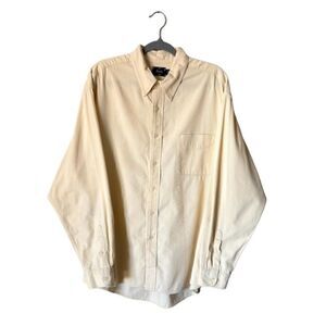 Bass 1005 Cotton Yellow Cream Dress Shirt Size XL